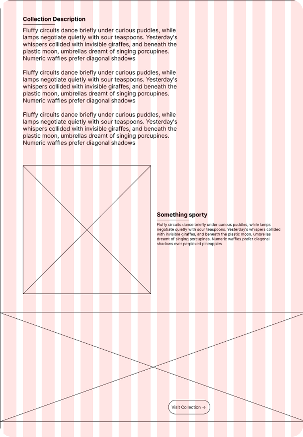 empty boxes and sample text laid out in different layouts as a brainstorming device
